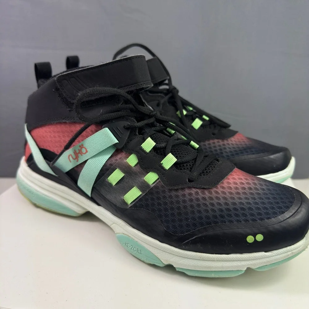 Ryka Devotion XT Mid Training Shoes Womens 11 Black Pink Mint Re-Zorb Athletic